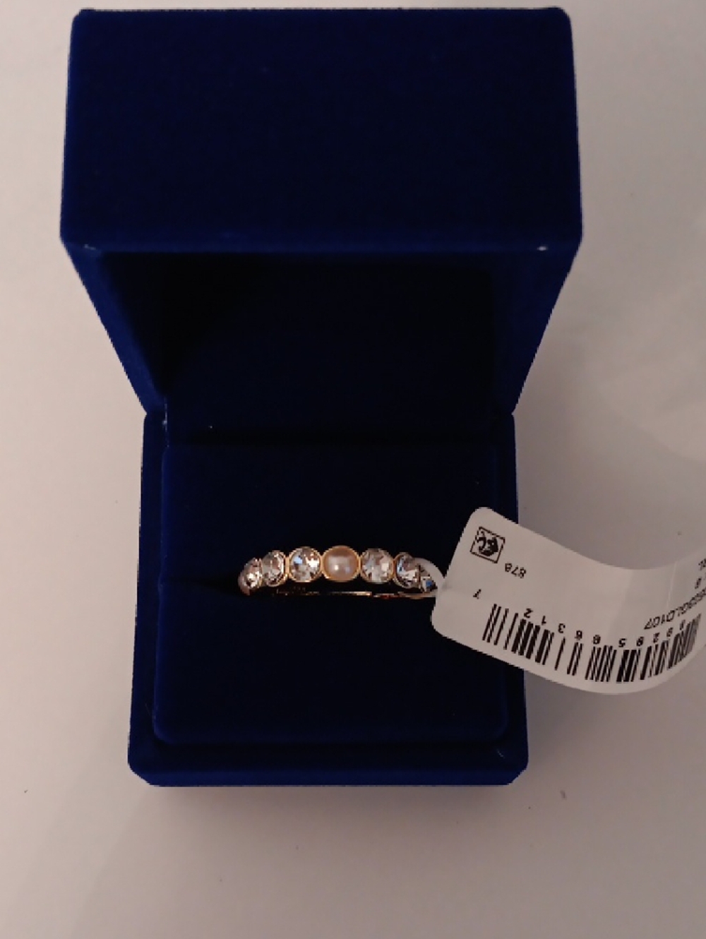 Kurt Geiger Gold Tone Ring with Clear Crystals and Pearls - Picture 4 of 6